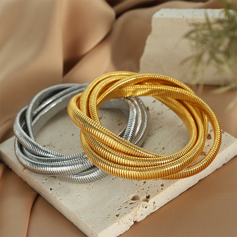 Wholesale 18K Gold Plated Four-layer Goose Throat Stretch Bracelet